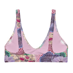 Recyled Polyester Padded Bikini Top in Pink Shroom