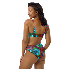 Recycled Polyester High-waisted Bikini in Red Flora