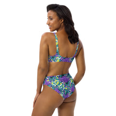 Recycled Polyester high-waisted bikini set in Iris Camo print