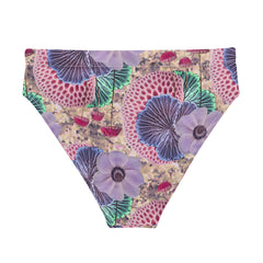 Recycled Polyester High-waisted Bikini Bottoms in Pink Shroom