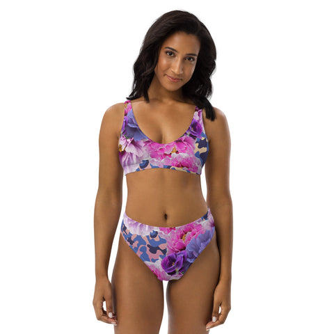 Recyled Polyester Padded Bikini Top Purple Camo Print
