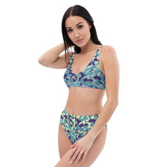 Teal Camo Recycled Polyester high-waisted bikini