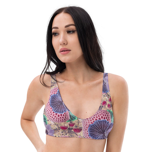 Recyled Polyester Padded Bikini Top in Pink Shroom