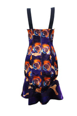Purple-Camo Short Dress with Contrast Print