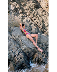 Fuchsia Reef Recycled Polyester high-waisted bikini