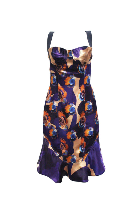 Purple-Camo Short Dress with Contrast Print