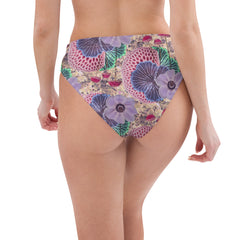 Recycled Polyester High-waisted Bikini Bottoms in Pink Shroom